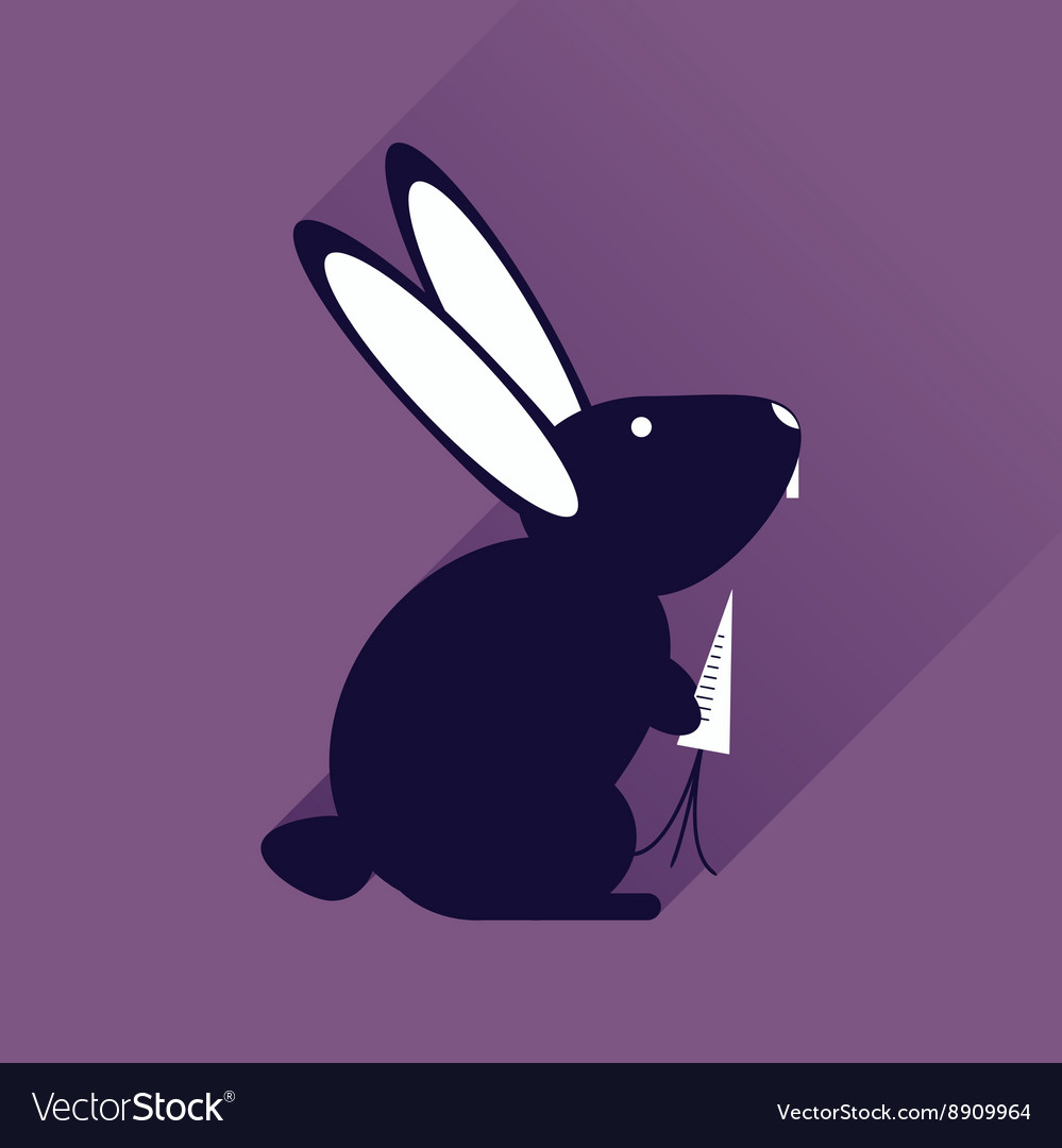 Flat web icon with long shadow rabbit carrot