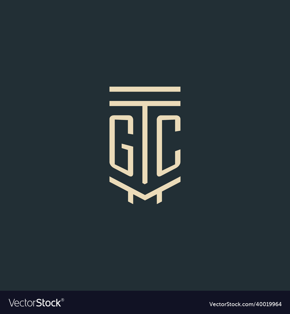 Gc initial monogram with simple line art pillar