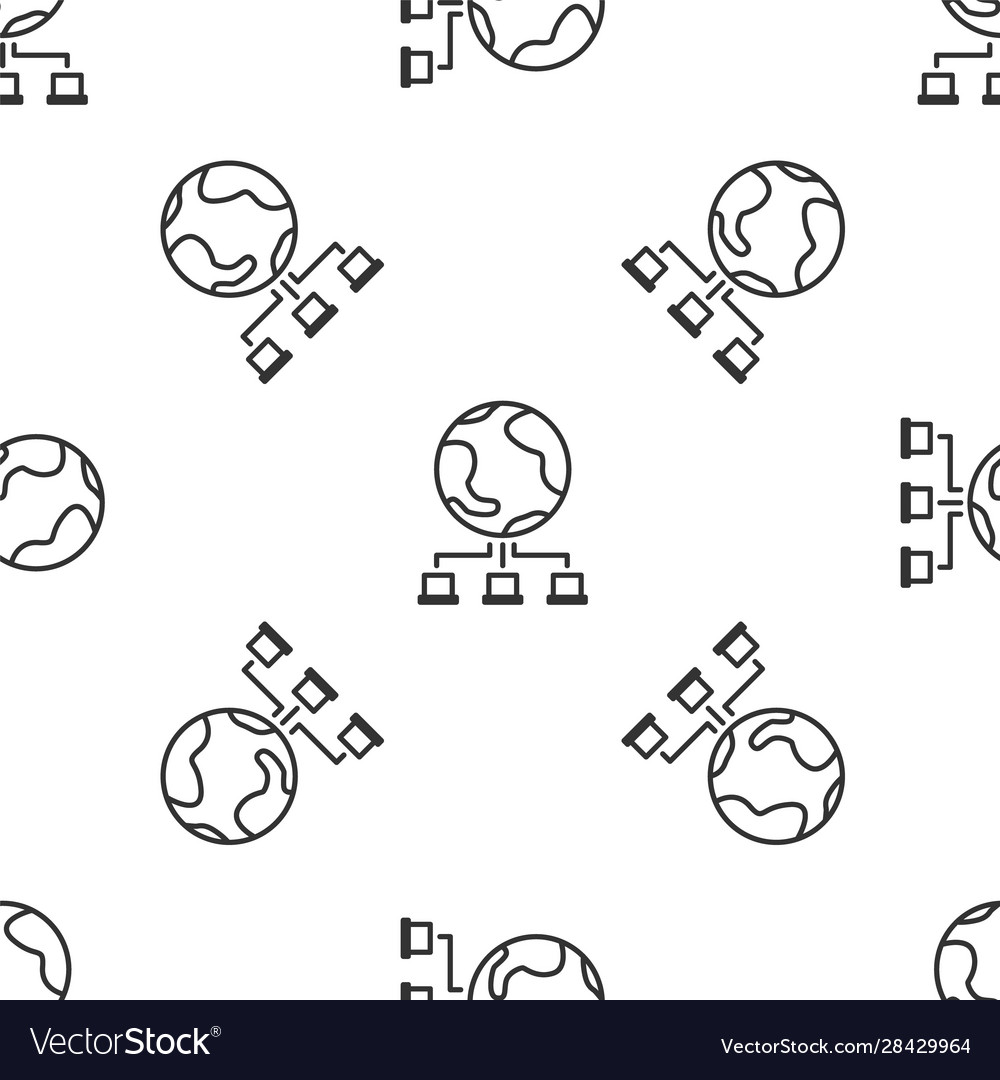 Grey line computer network icon isolated seamless