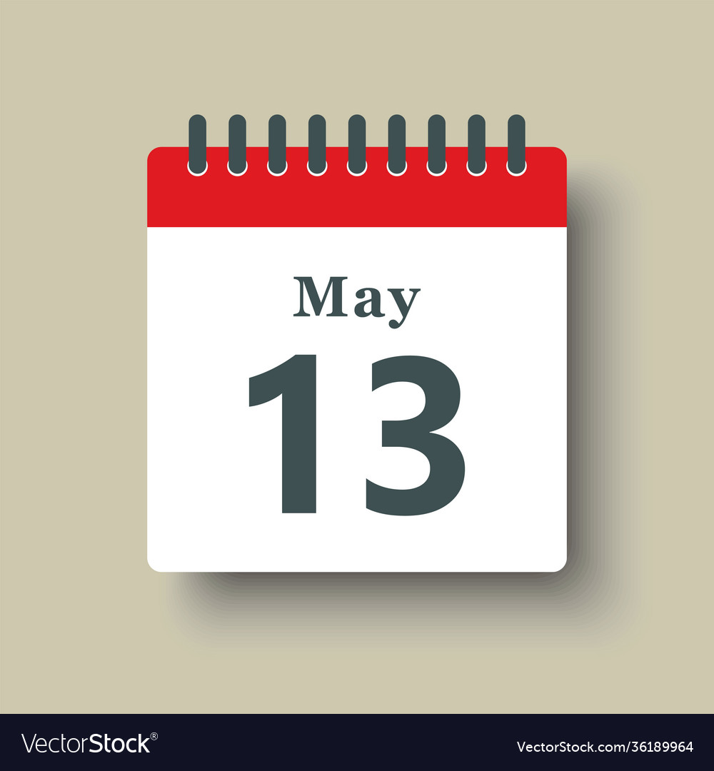 Icon day date 13 may template calendar page Vector Image