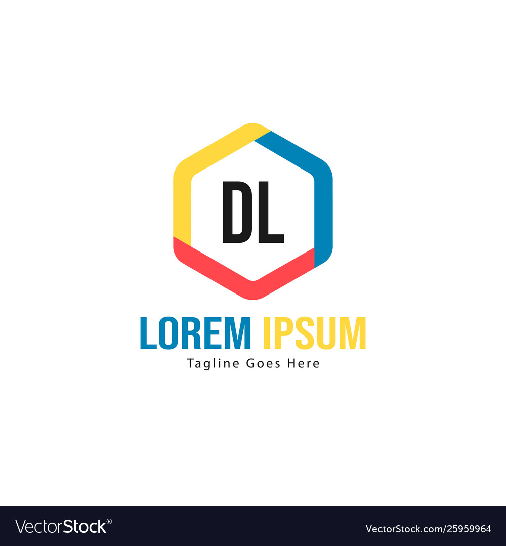 Initial dl logo template with modern frame