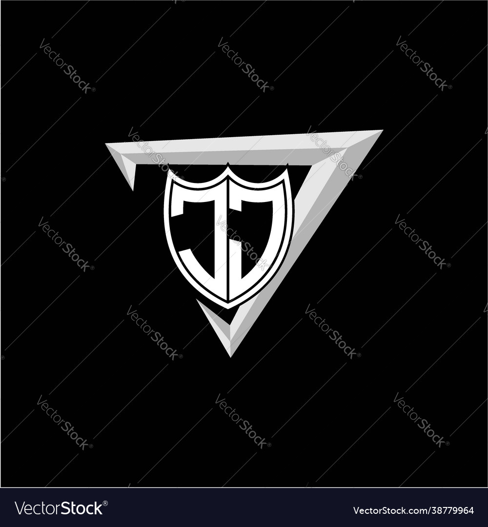 Initial letter j shield shape with triangular
