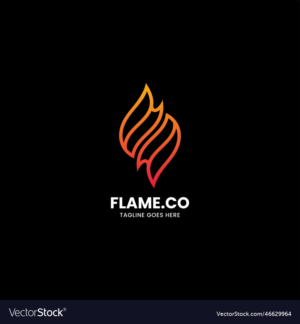 Logo flame line art gradient style Royalty Free Vector Image