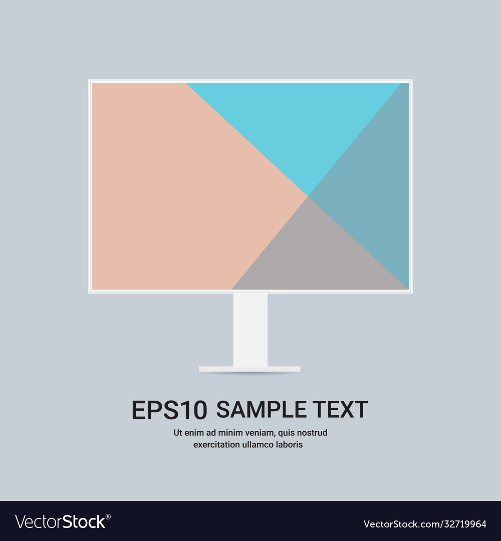 Modern computer monitor colored screen realistic vector image Modern computer monitor colored screen realistic