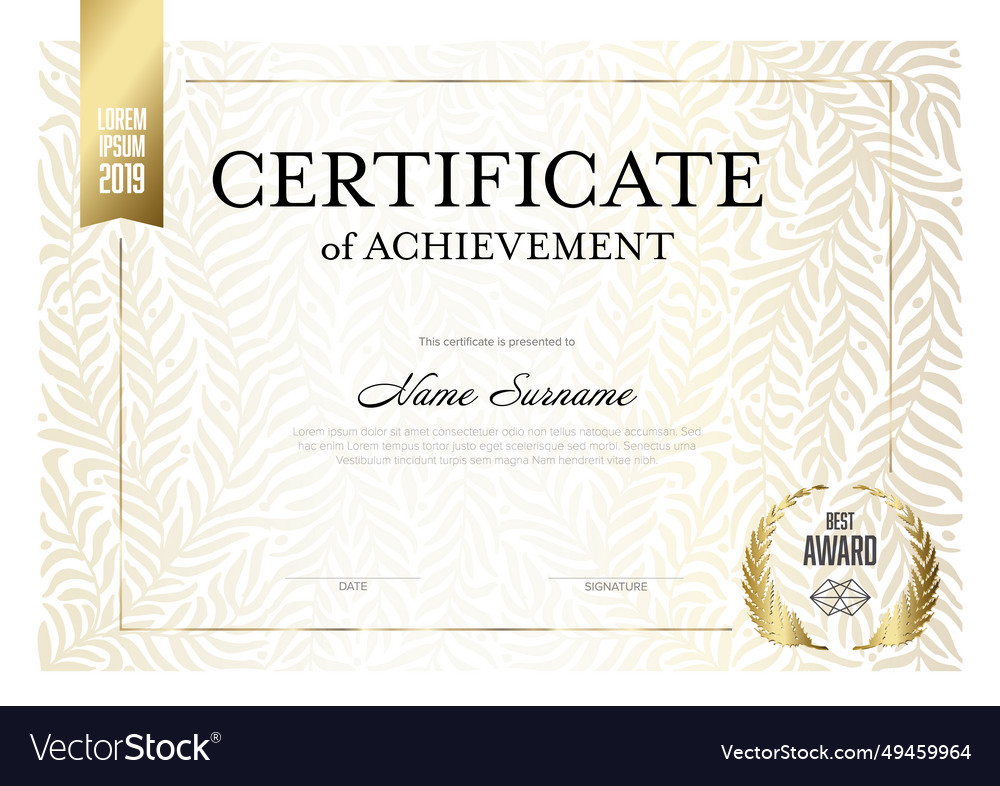 Modern light golden certificate template