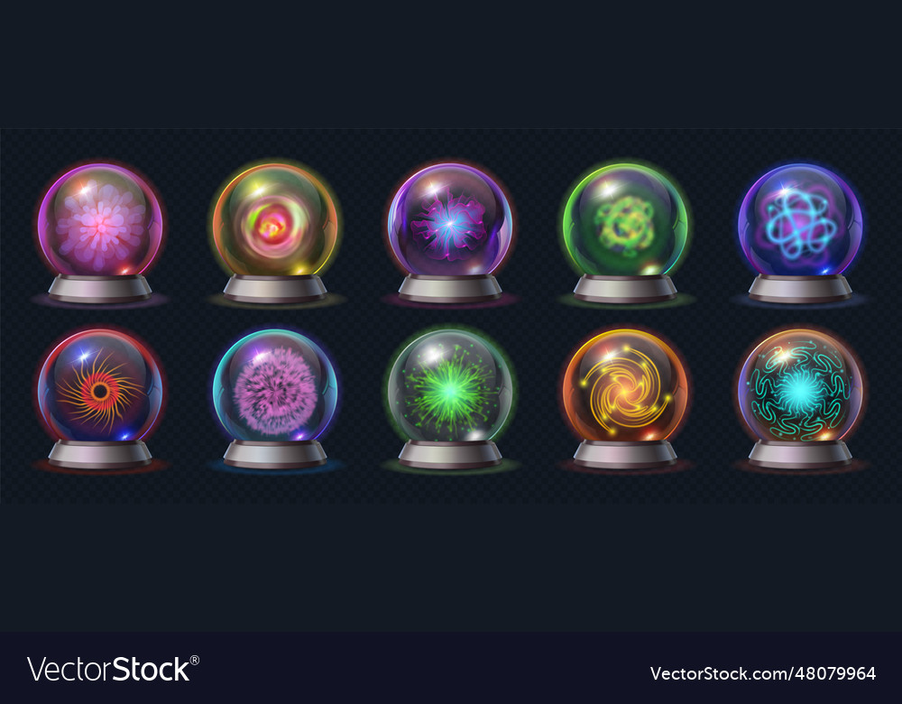 Realistic Magic Crystal Ball With Glowing Energy Vector Image