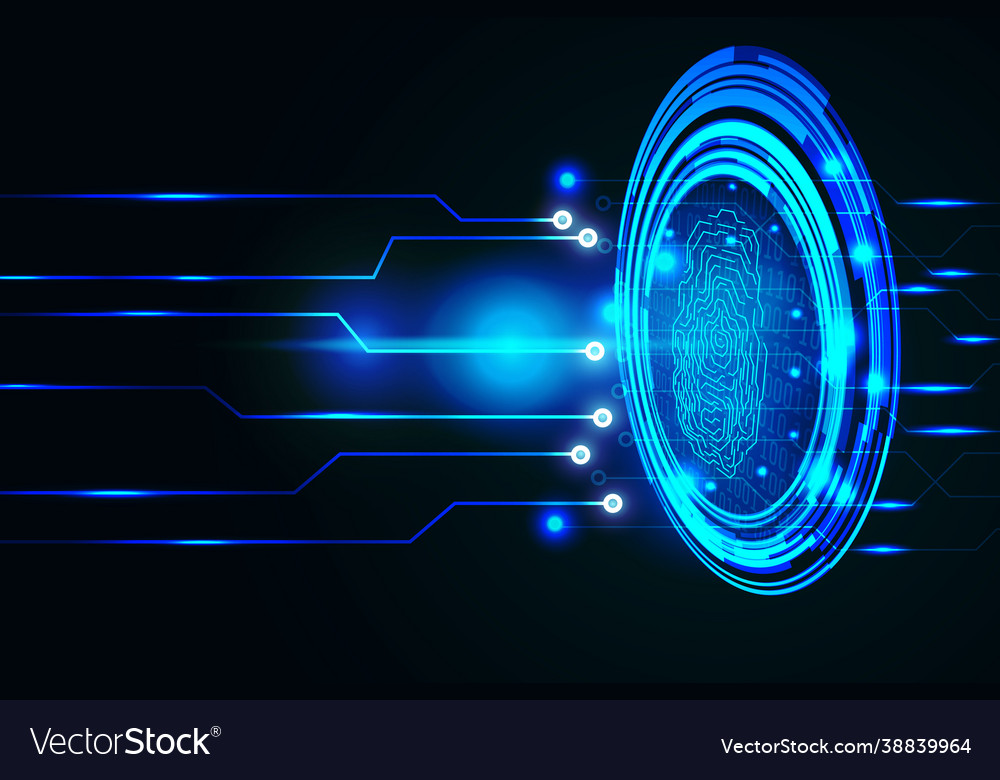 Security technology fingerprint with binary code vector image Security technology fingerprint with binary code
