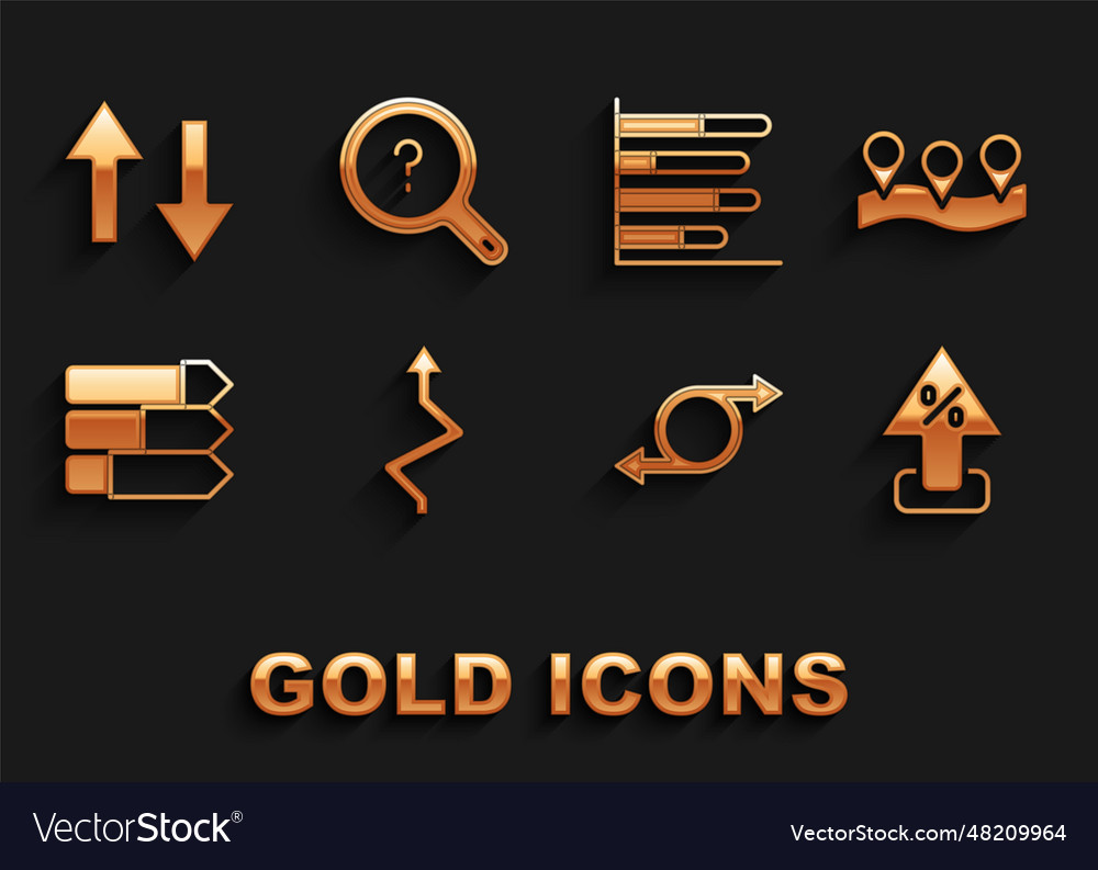 Set arrow location percent up pie chart vector image Set arrow location percent up pie chart