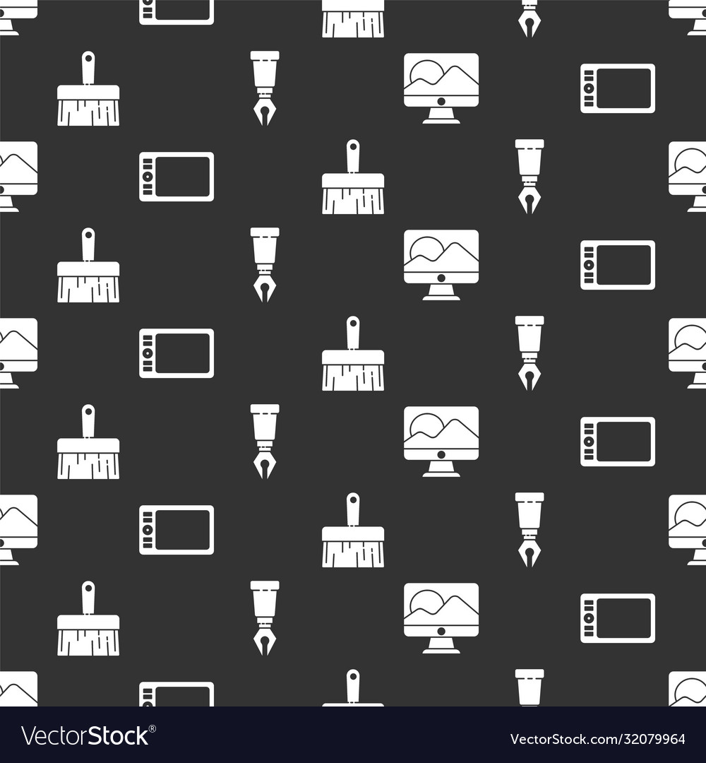 Set computer monitor screen graphic tablet paint