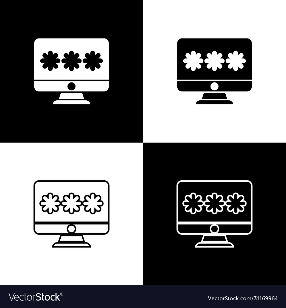 Set monitor with password notification icon vector image Set monitor with password notification icon
