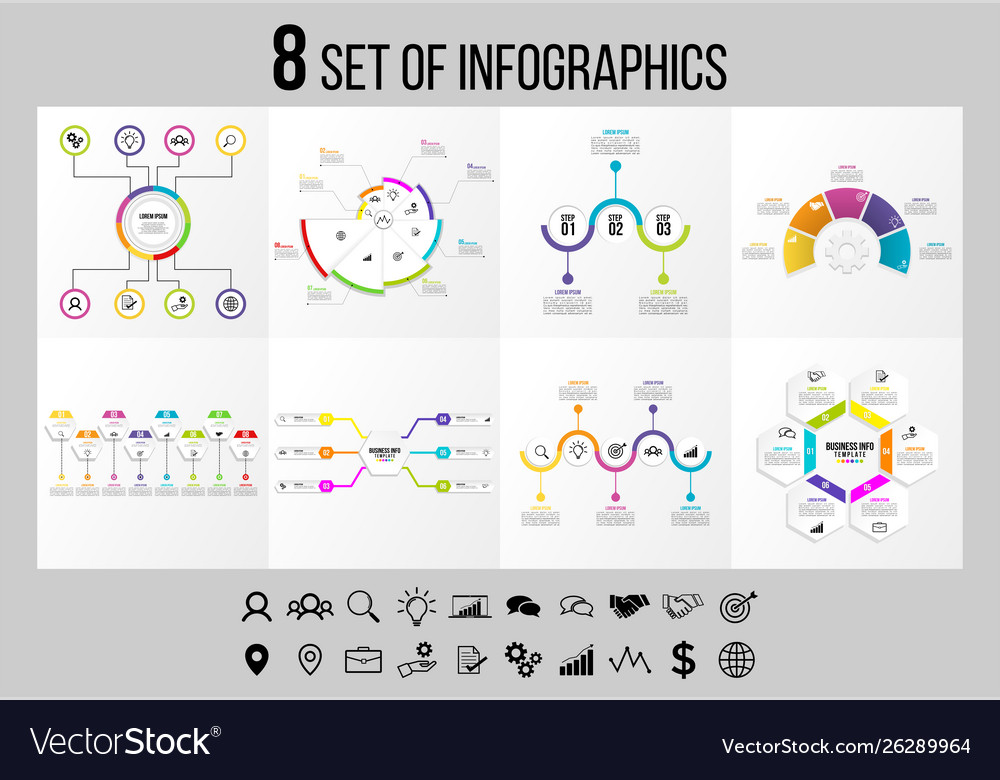 Set of infographics elements design template Vector Image Set of infographics elements design template