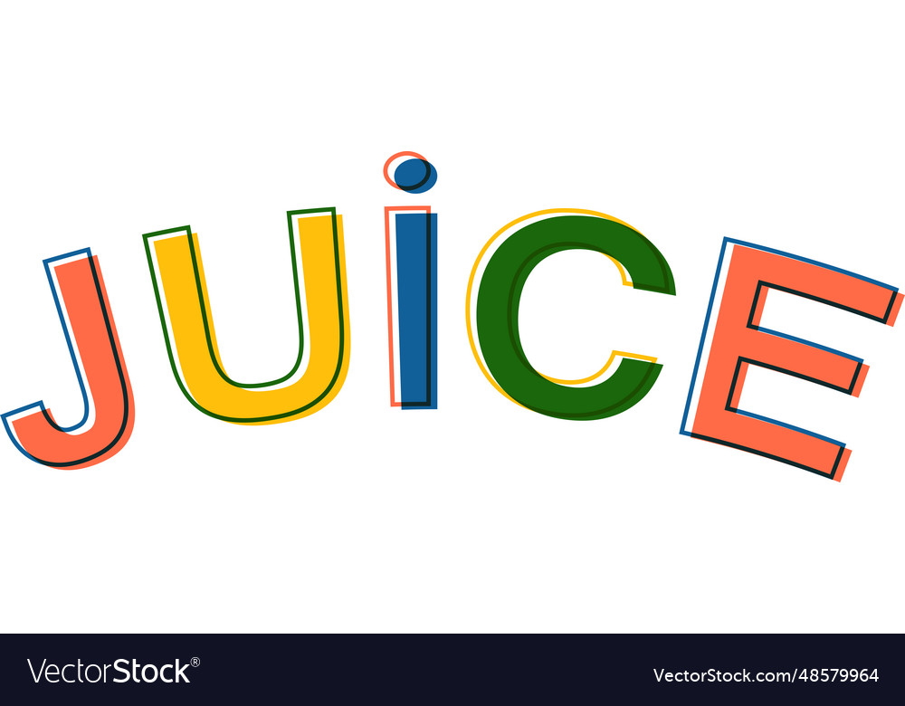 Word juice minimalistic style colorful letters Vector Image