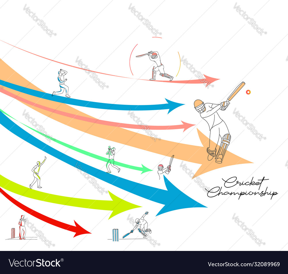 Abstract colorful pattern with batsman and bowler