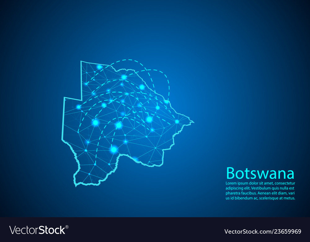 Botswana map with nodes linked by lines concept vector image Botswana map with nodes linked by lines concept