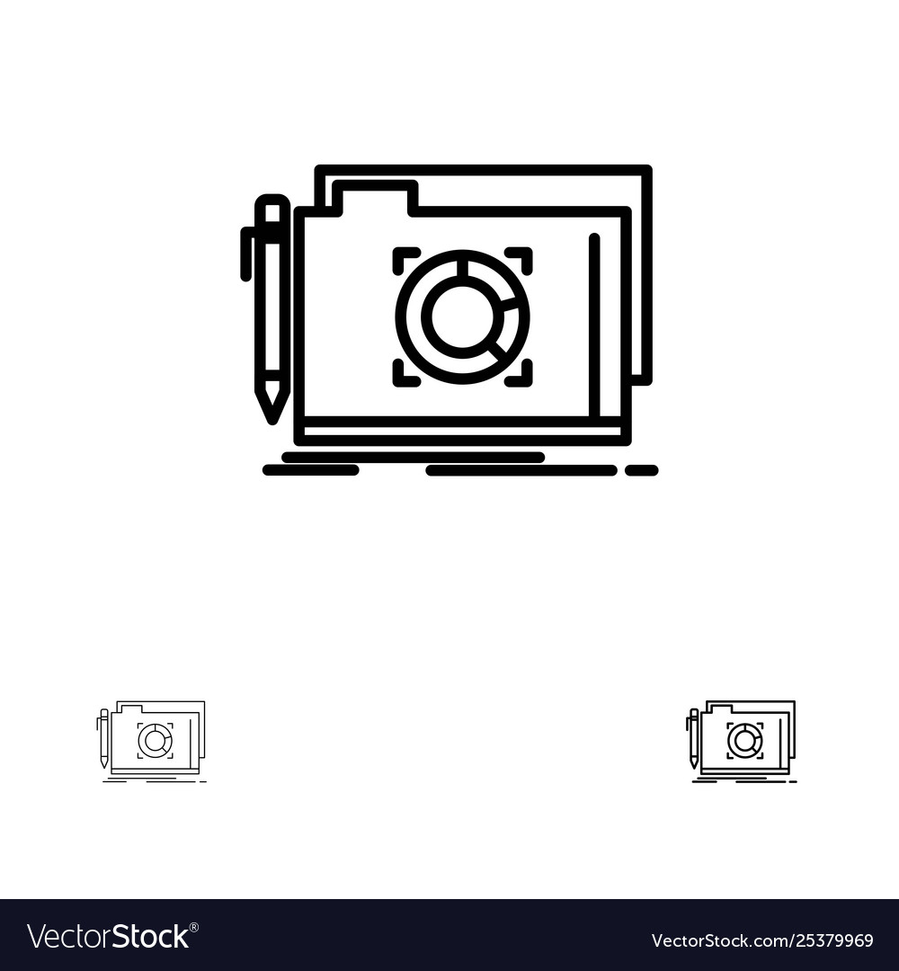 Folder lock target file bold and thin black line vector image Folder lock target file bold and thin black line