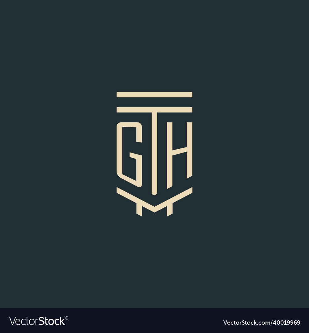Gh initial monogram with simple line art pillar Vector Image Gh initial monogram with simple line art pillar