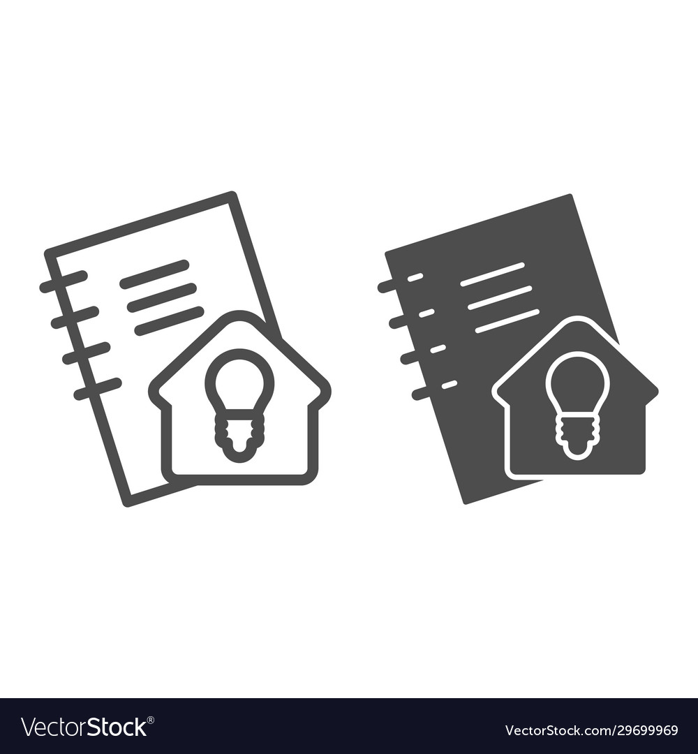 Homework line and solid icon notebook for self