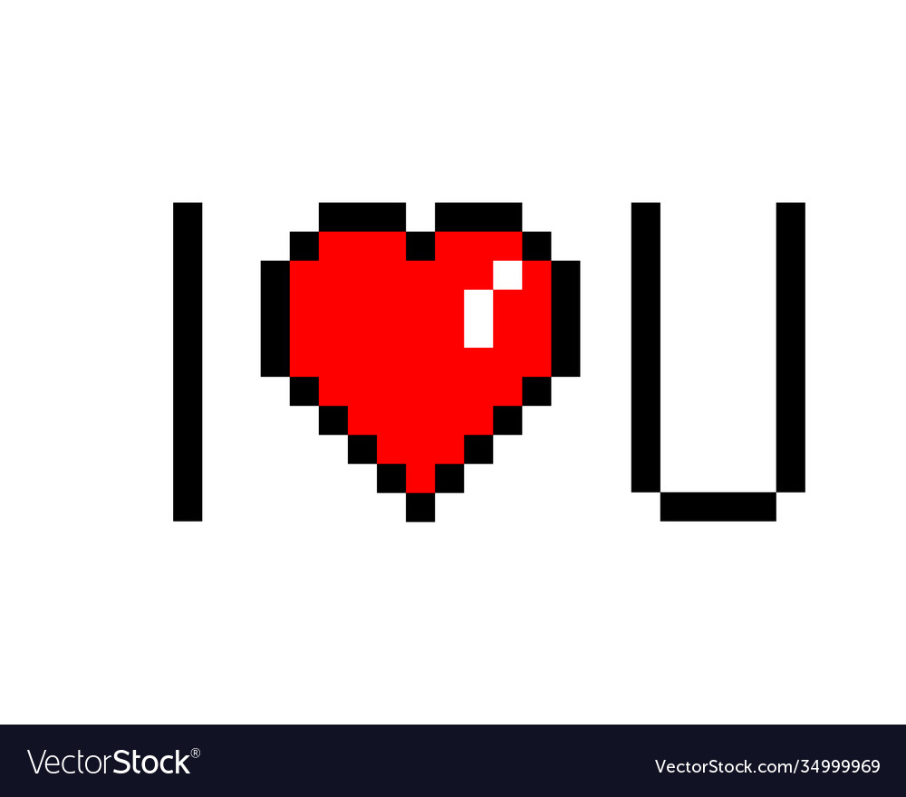 I love u pixel text image art Royalty Free Vector Image