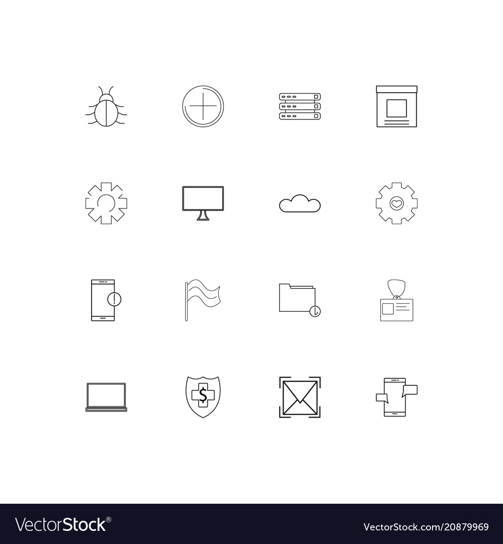 Internet technologies linear thin icons set