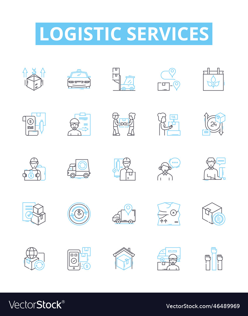 Logistic services line icons set logistics