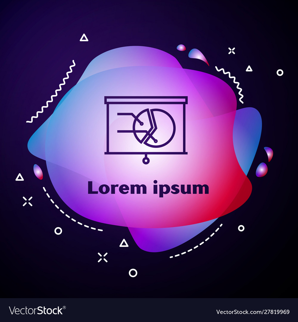 Purple line board with graph chart icon isolated