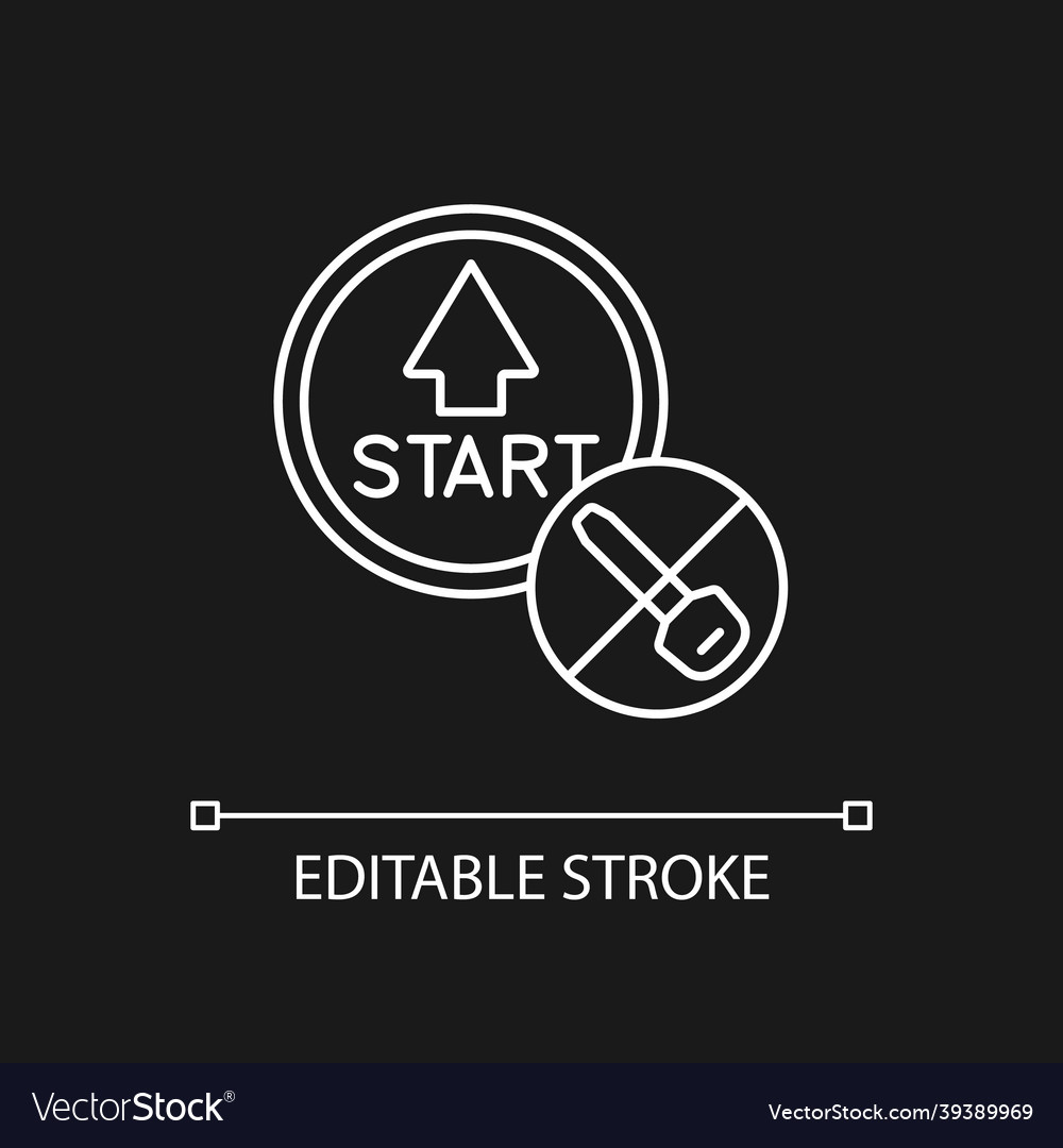 Push button start white linear icon for dark theme