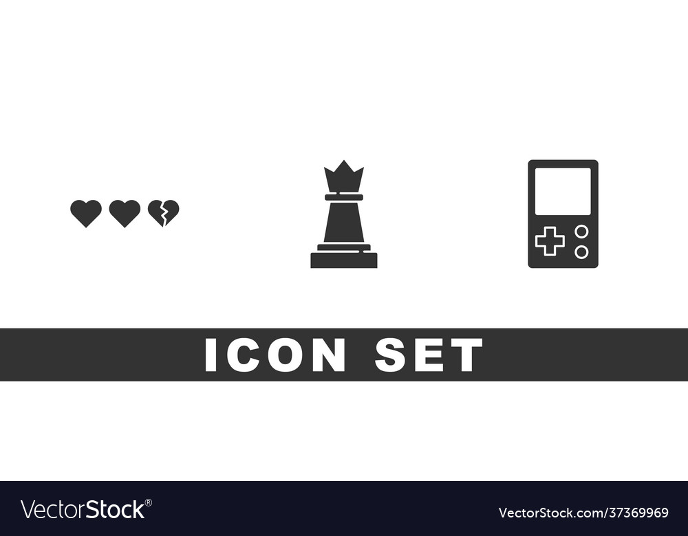 Set hearts for game chess and tetris icon