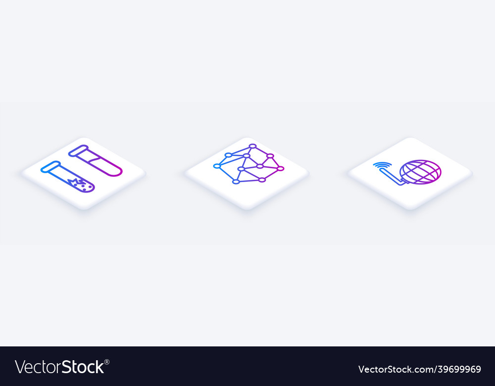 Set isometric line test tube and flask neural vector image Set isometric line test tube and flask neural