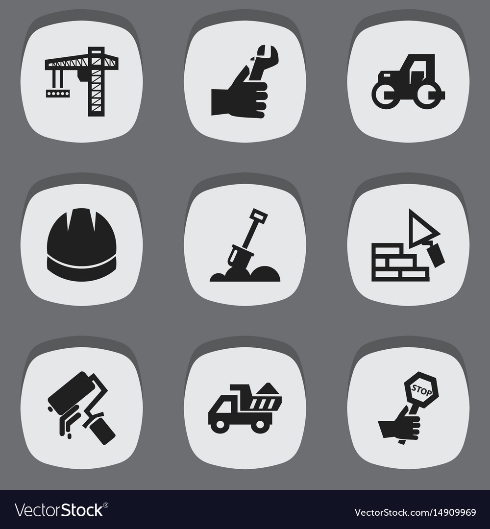Set of 9 editable building icons includes symbols