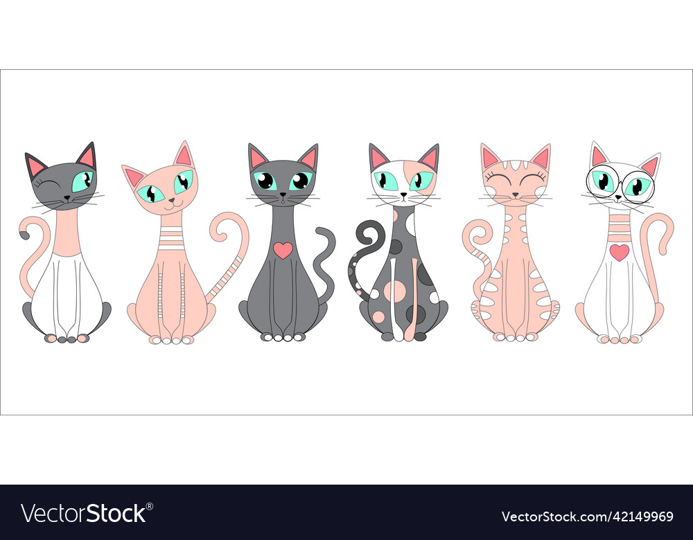 Set von lustigen Cartoon Katzen vector image Set von lustigen Cartoon Katzen