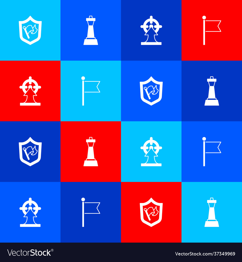 Set shield with flag chess target and icon