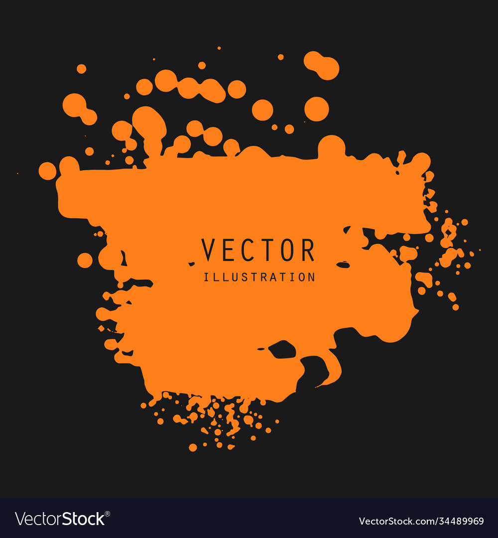 Splats splashes and blobs orange ink paint Vector Image