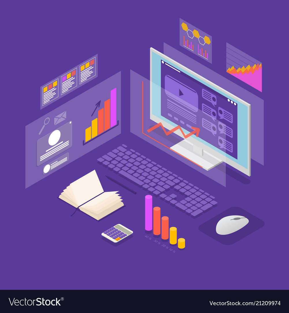 Analysis data investment concept 3d isometric view