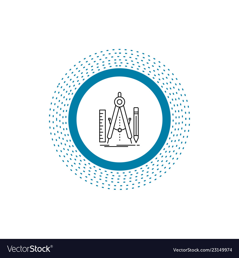 Build design geometry math tool line icon isolated vector image Build design geometry math tool line icon isolated