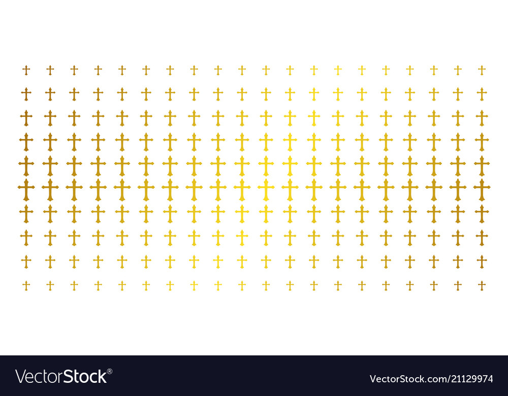 Christian cross gold halftone array