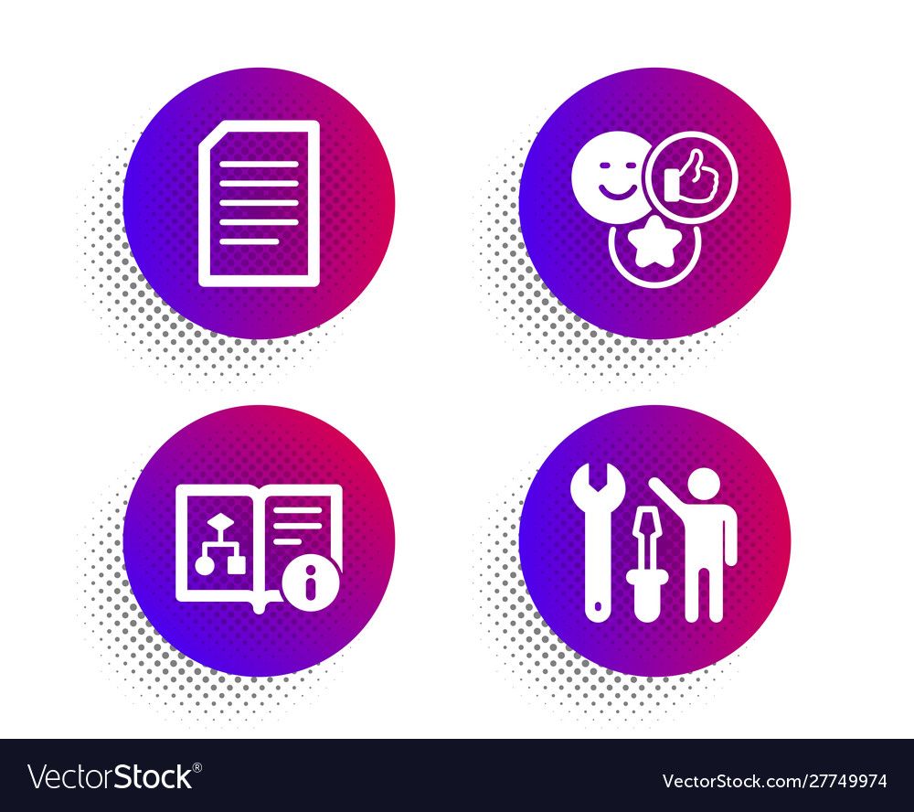 Document like and technical algorithm icons set vector image Document like and technical algorithm icons set