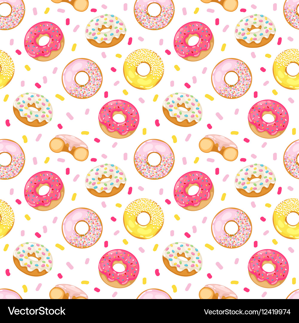 Donuts seamless pattern Royalty Free Vector Image