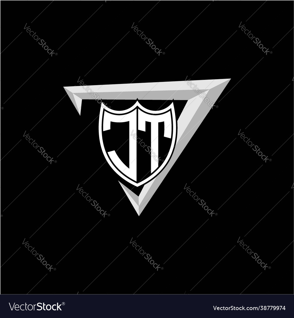 Initial letter j t shield shape with triangular