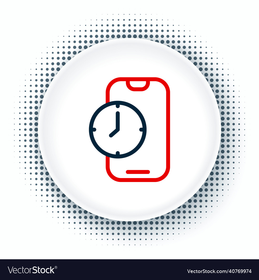 Line alarm clock app smartphone interface icon vector image Line alarm clock app smartphone interface icon