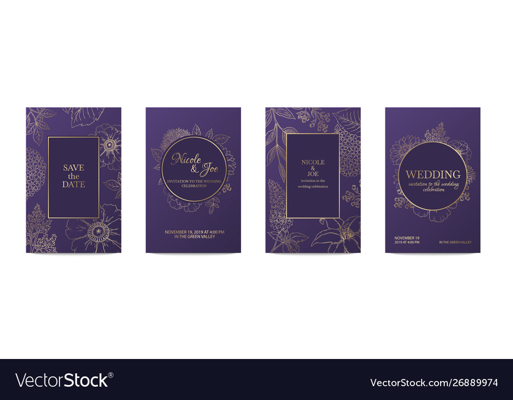 Luxury invitation card wedding decorative floral vector image Luxury invitation card wedding decorative floral