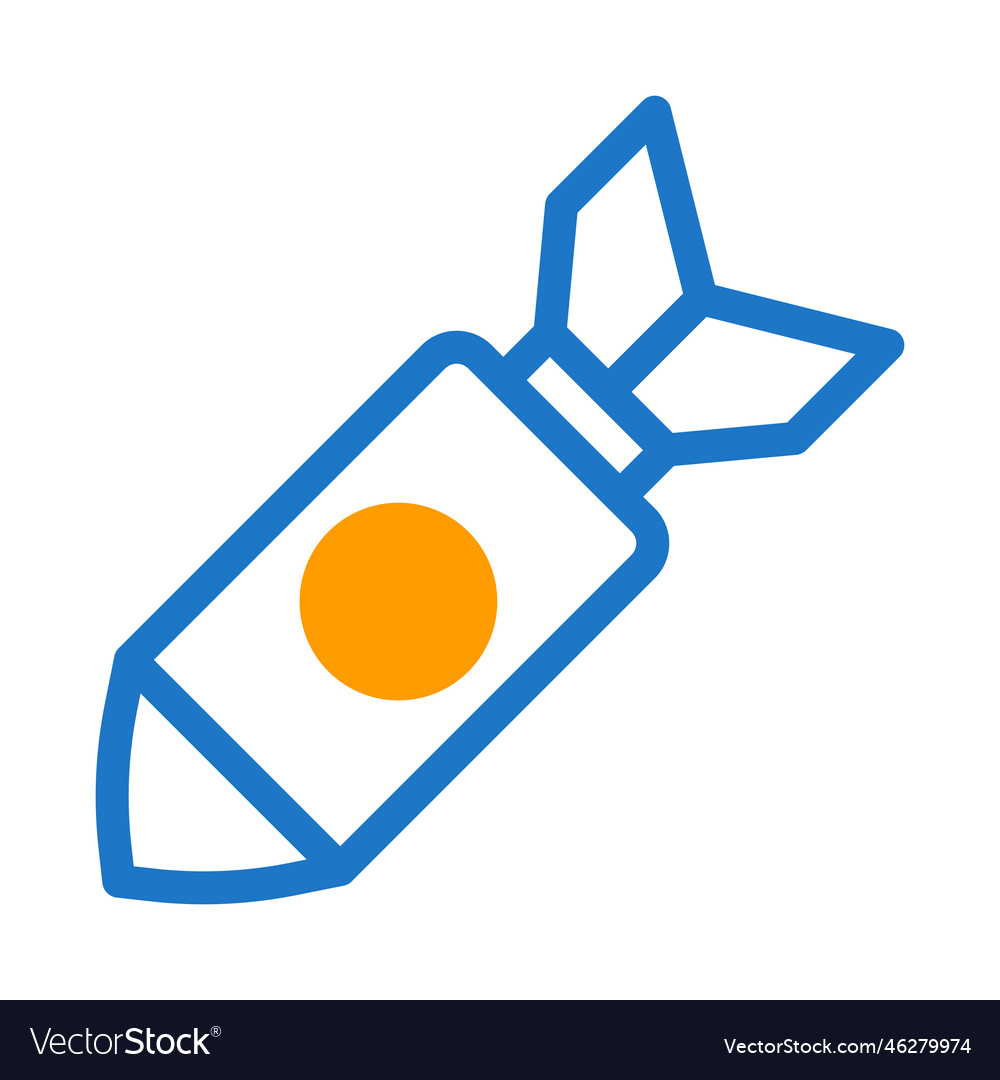 Missile icon duotone blue orange style military Vector Image