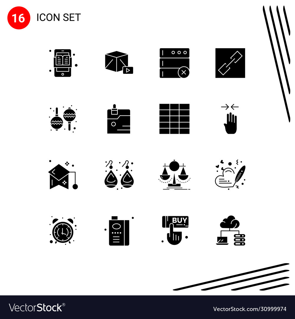 Modernes Set 16 solide Glyphen und Symbole