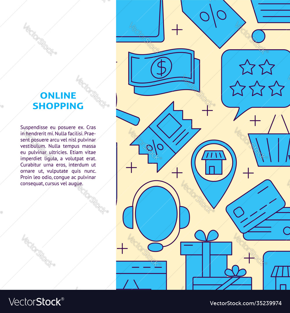 Online shopping banner in line style with place