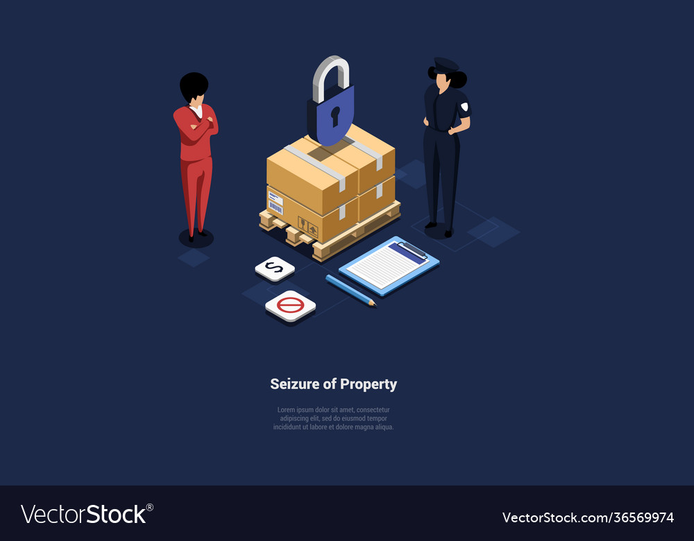 Seizure of property conceptual design in cartoon Vector Image Seizure of property conceptual design in cartoon Vector Image