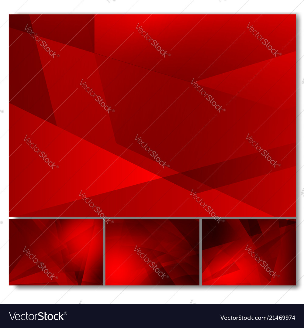 Set of red color geometric abstract background vector image Set of red color geometric abstract background