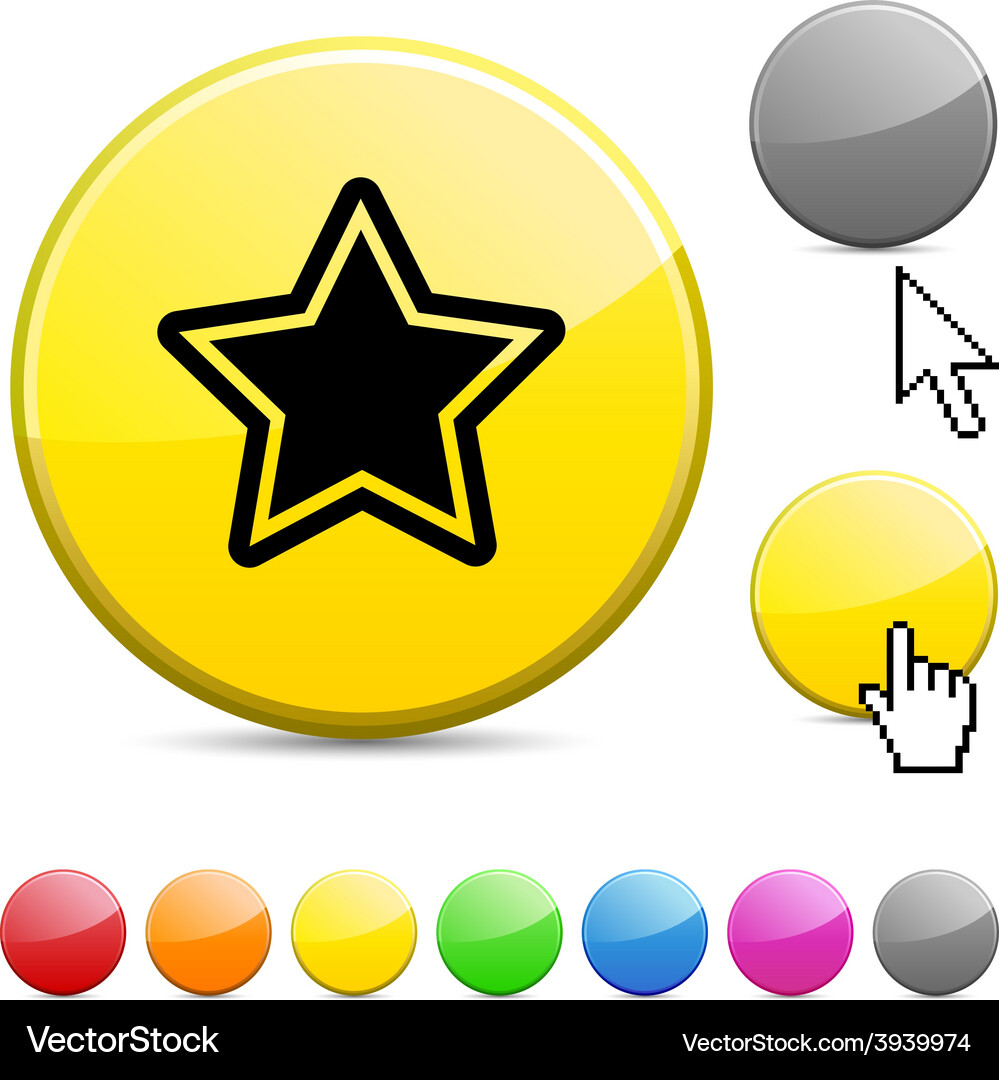 Star glossy button Royalty Free Vector Image - VectorStock