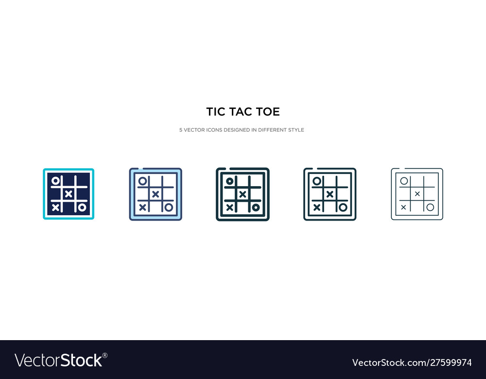 Tic tac toe icon in different style two colored