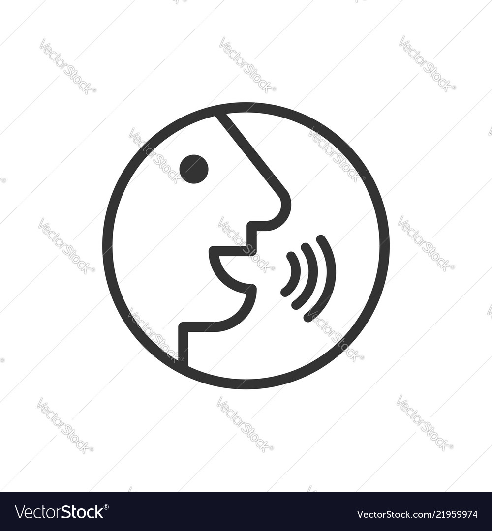 Voice command with sound waves icon in flat style