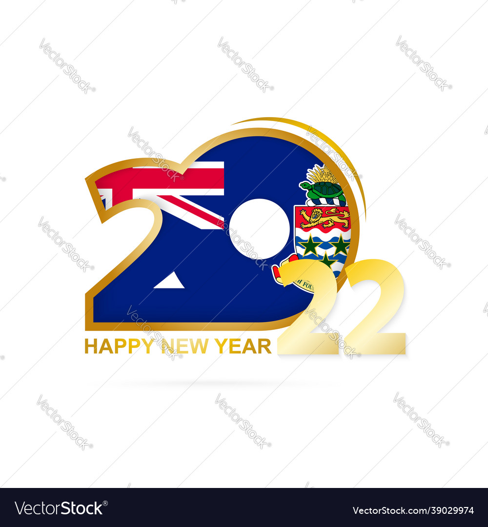 Year 2022 with cayman islands flag pattern happy