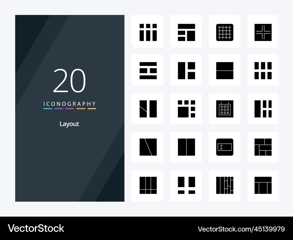 20 layout solid glyph icon for presentation Vector Image